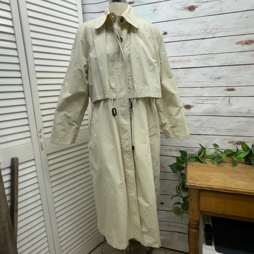 London Fog XS Petite Lightweight Packable Long Rain Trench Coat Travel Jacket